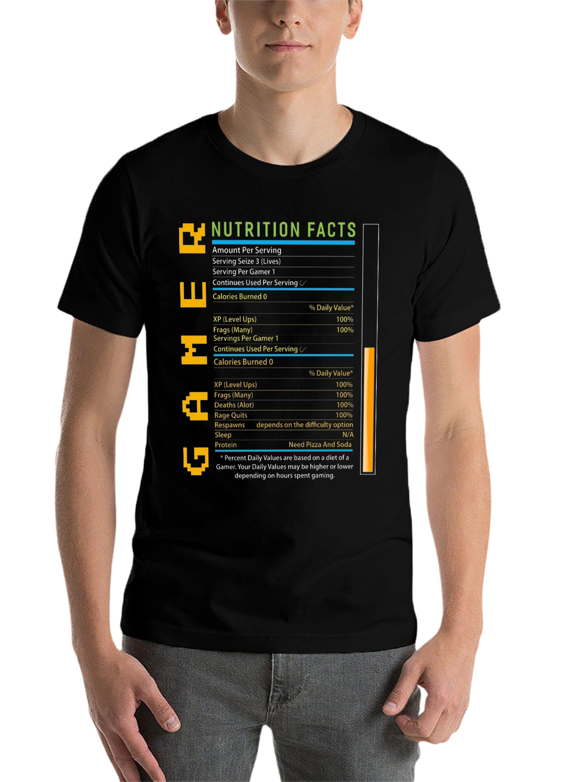 Gamer Nutrition Facts T-Shirt - Black