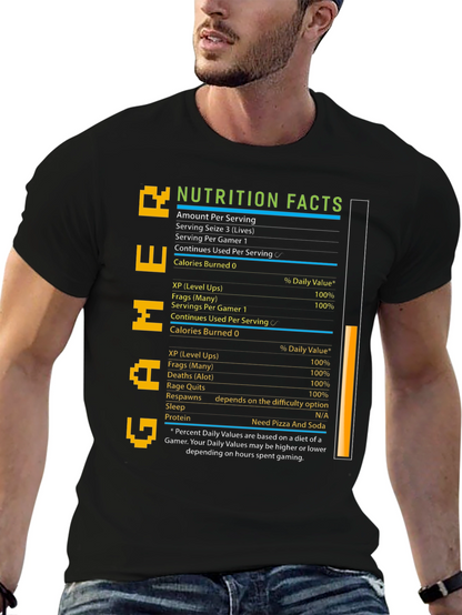 Gamer Nutrition Facts T-Shirt - Black