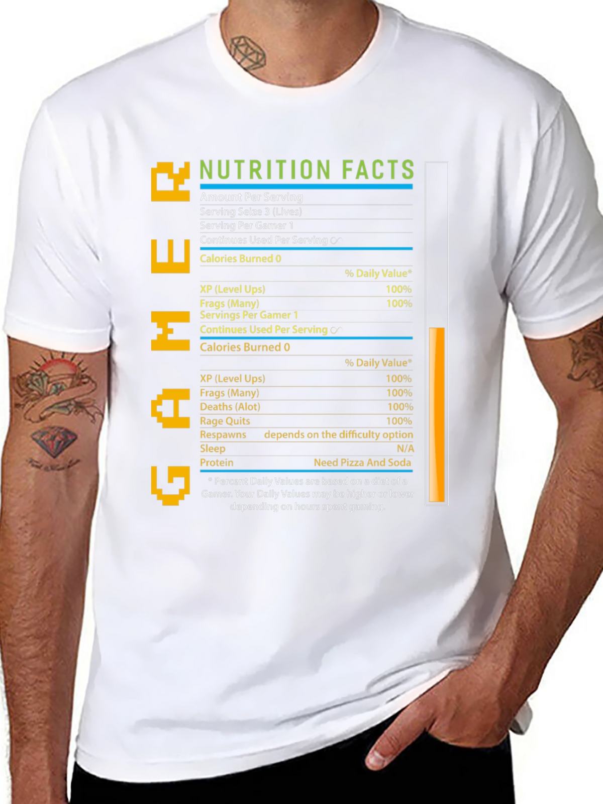Gamer Nutrition Facts T-Shirt - Black