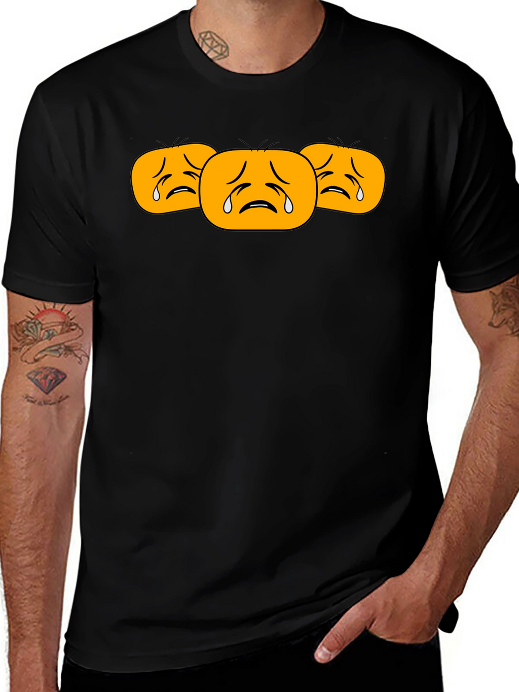 Sad Emoji T-Shirt - Black Cotton Tee