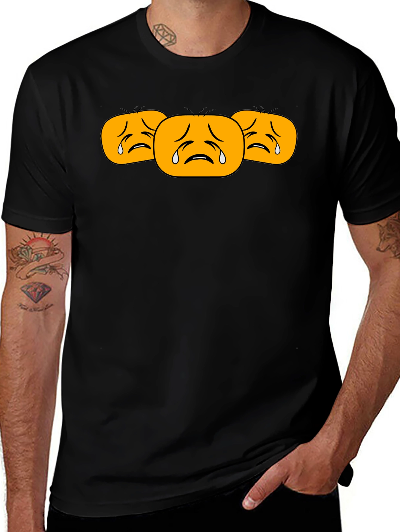 Sad Emoji T-Shirt - Black Cotton Tee