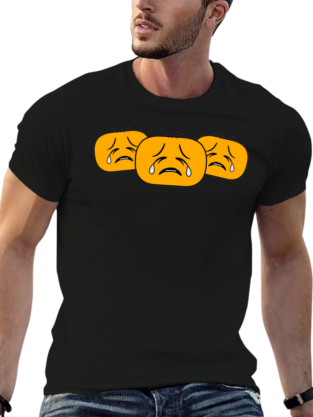 Sad Emoji T-Shirt - Black Cotton Tee