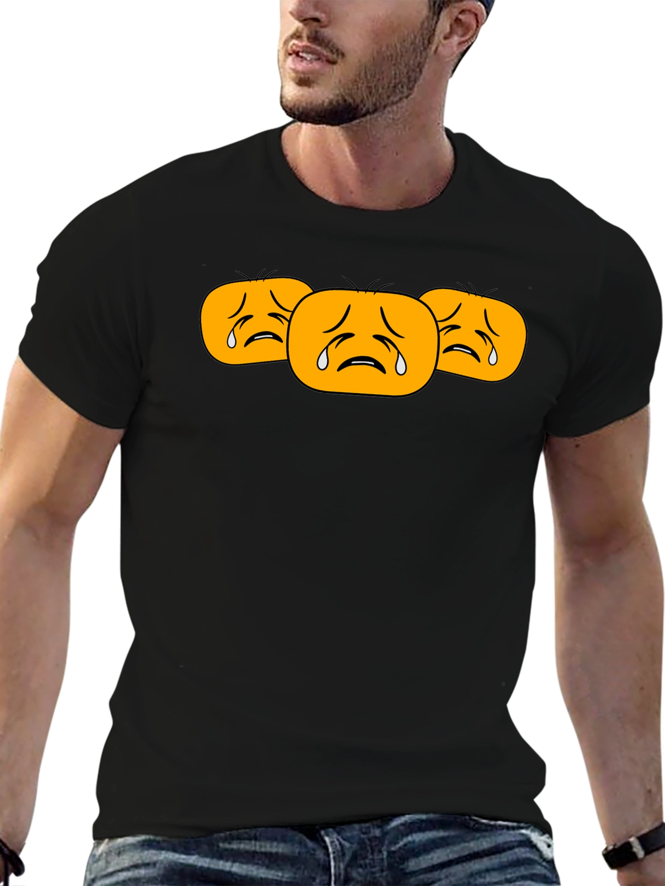 Sad Emoji T-Shirt - Black Cotton Tee