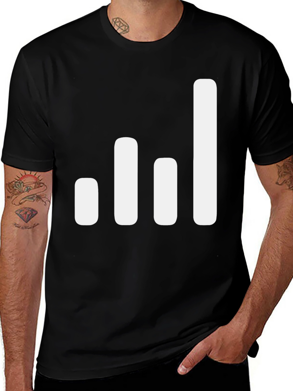 Signal Strength Graphic Tee - Black Cotton Blend T-Shirt