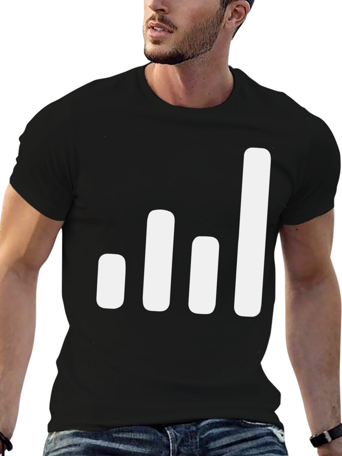 Signal Strength Graphic Tee - Black Cotton Blend T-Shirt