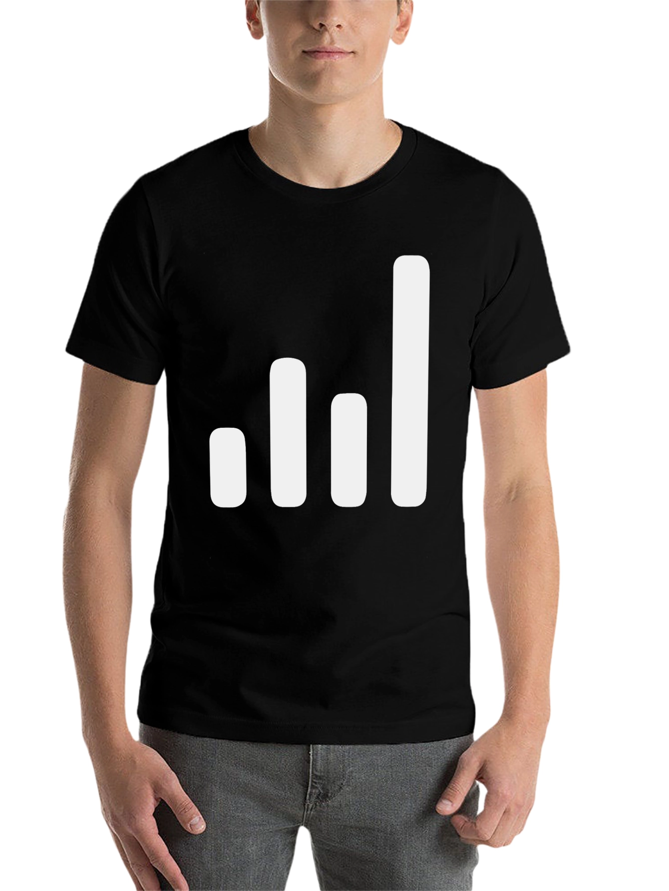 Signal Strength Graphic Tee - Black Cotton Blend T-Shirt
