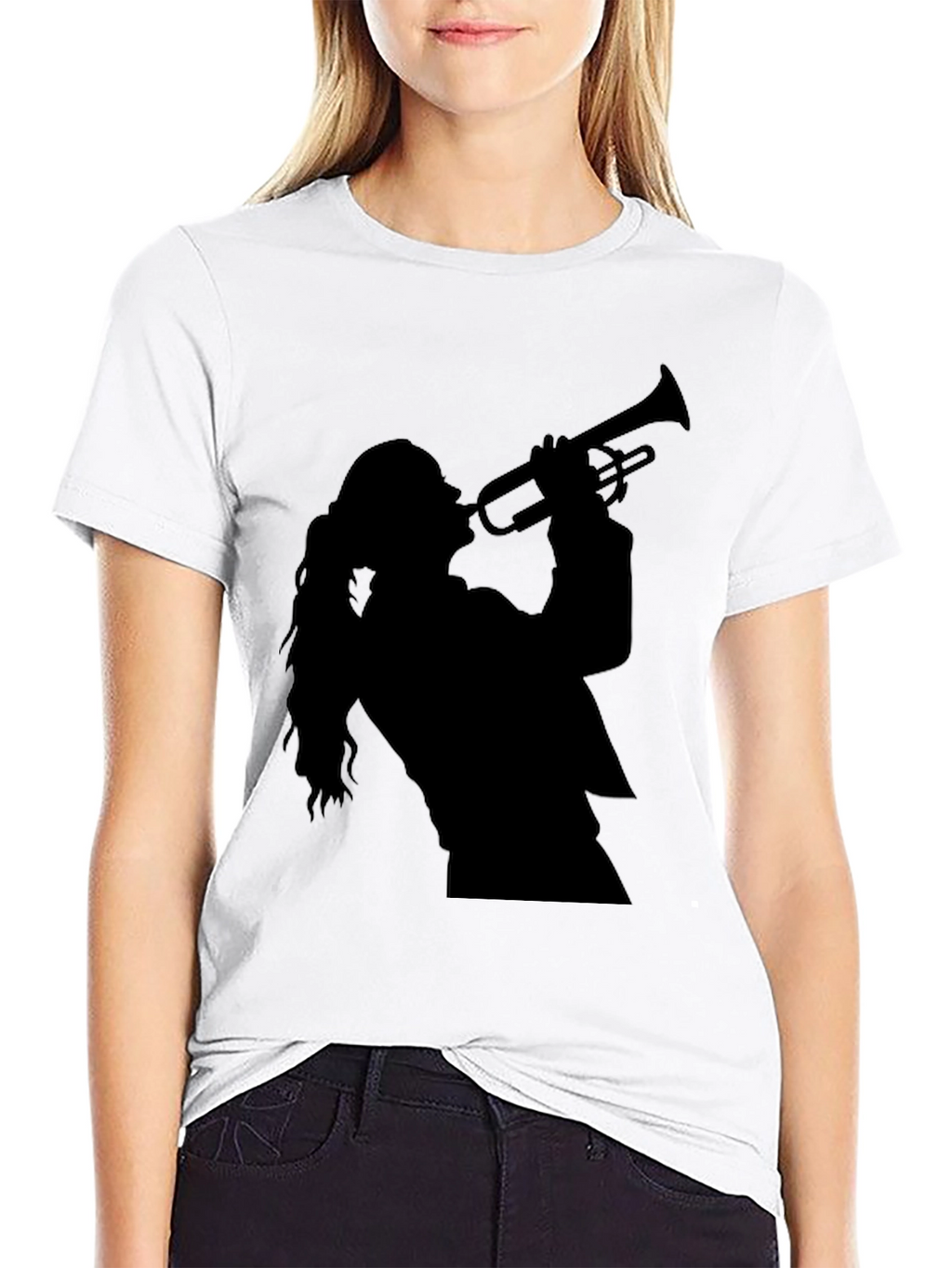 Trumpet Player Graphic Tee - Black Cotton