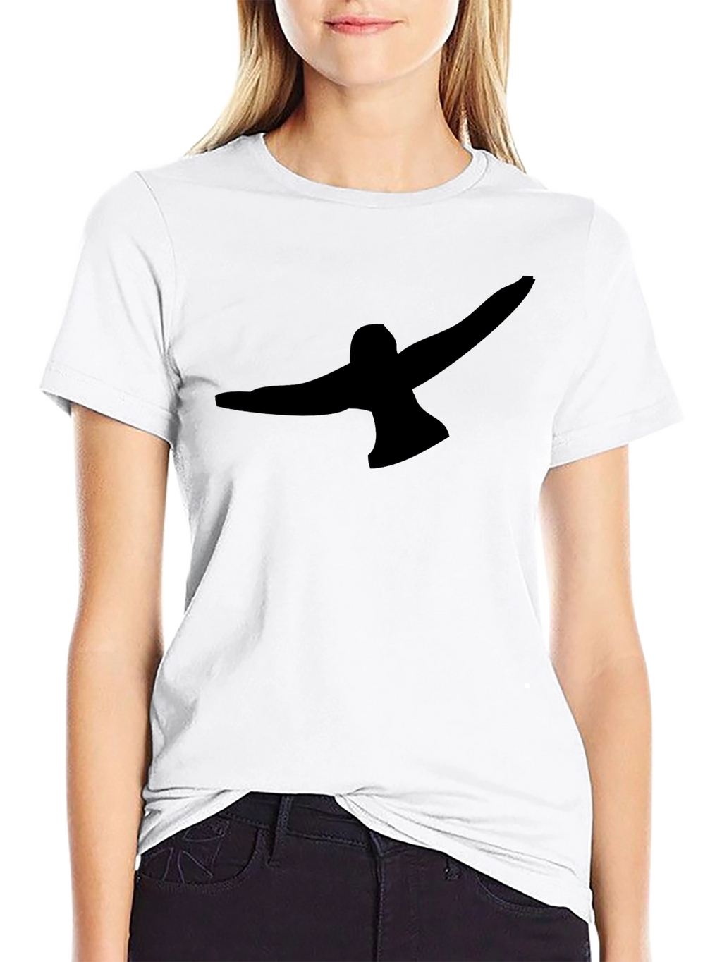 Black T-Shirt with Abstract Bird Graphic