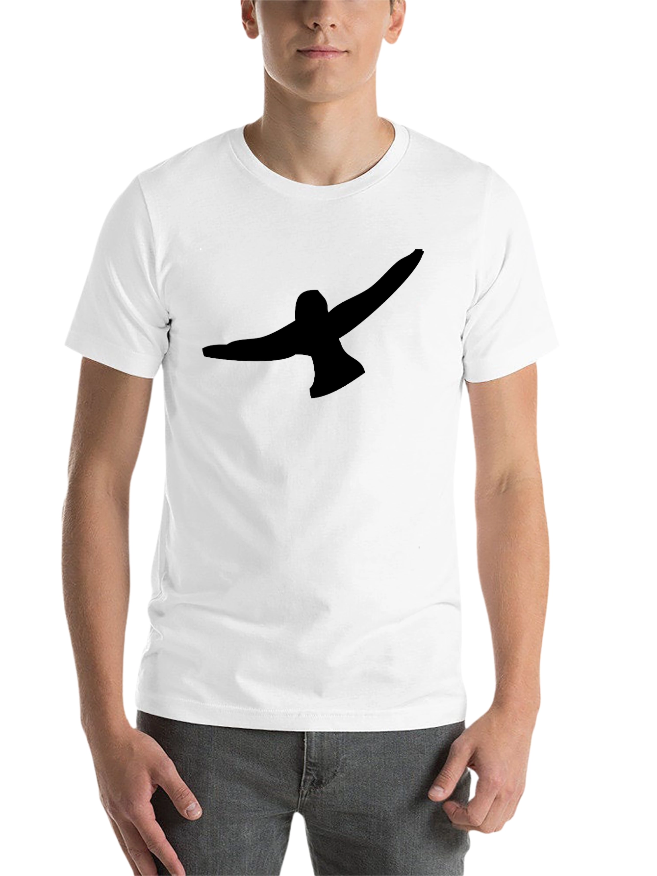 Black T-Shirt with Abstract Bird Graphic