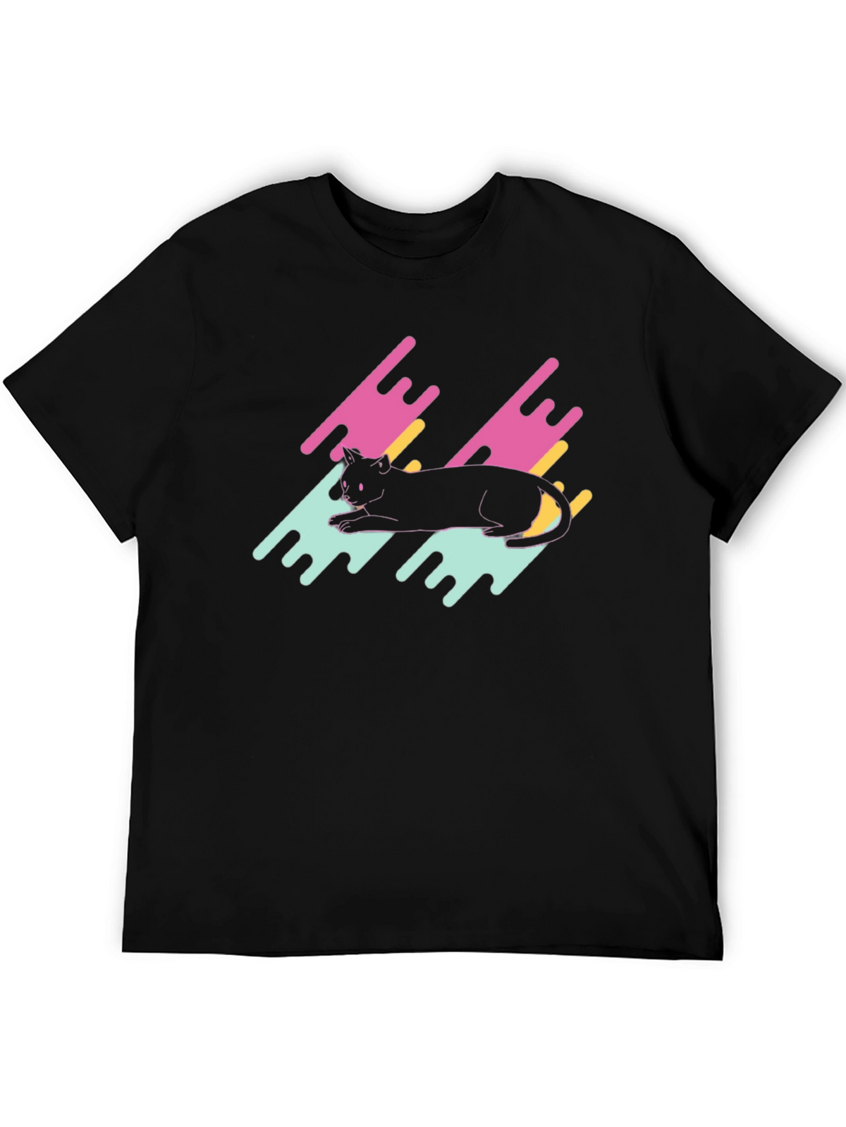 Retro Cat Graphic Tee - Black T-Shirt