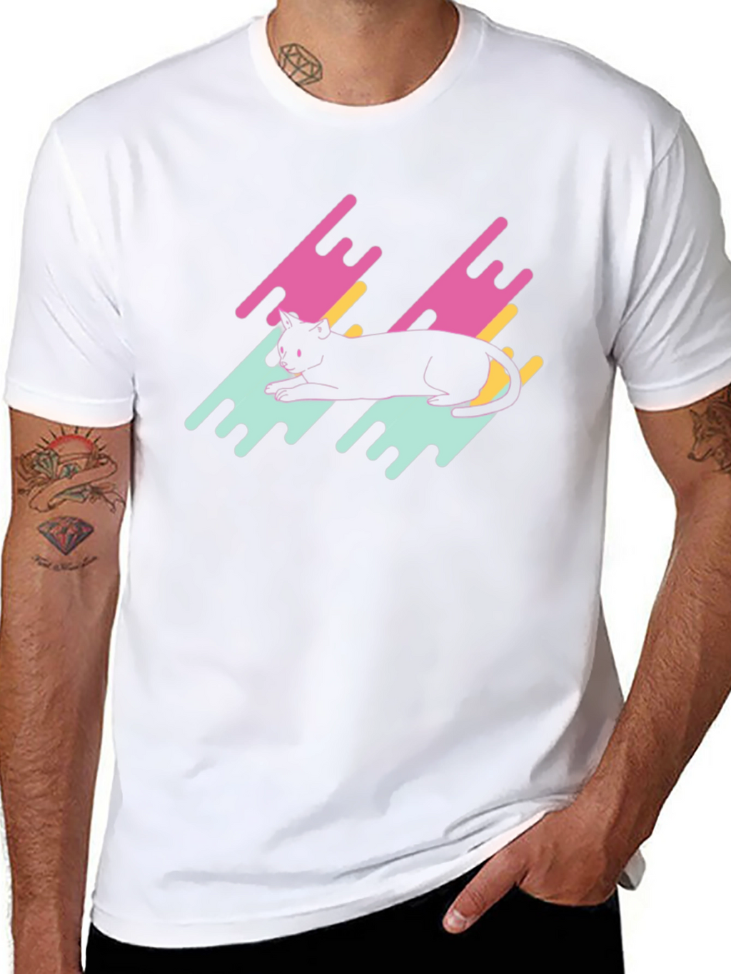 Retro Cat Graphic Tee - Black T-Shirt