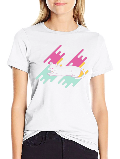 Retro Cat Graphic Tee - Black T-Shirt