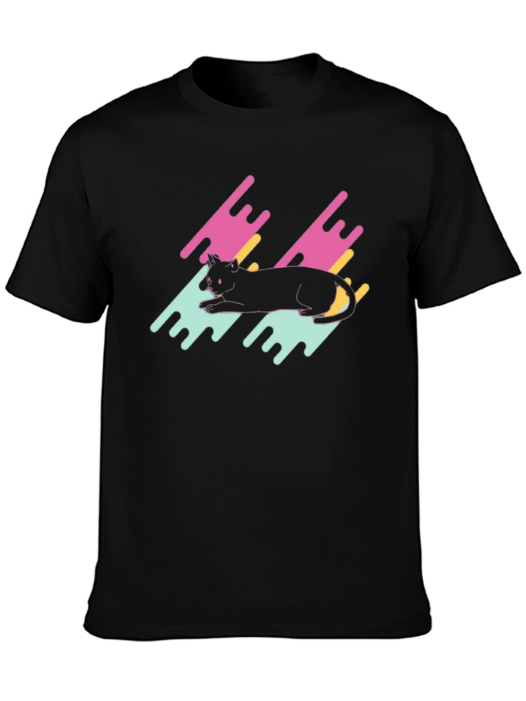 Retro Cat Graphic Tee - Black T-Shirt
