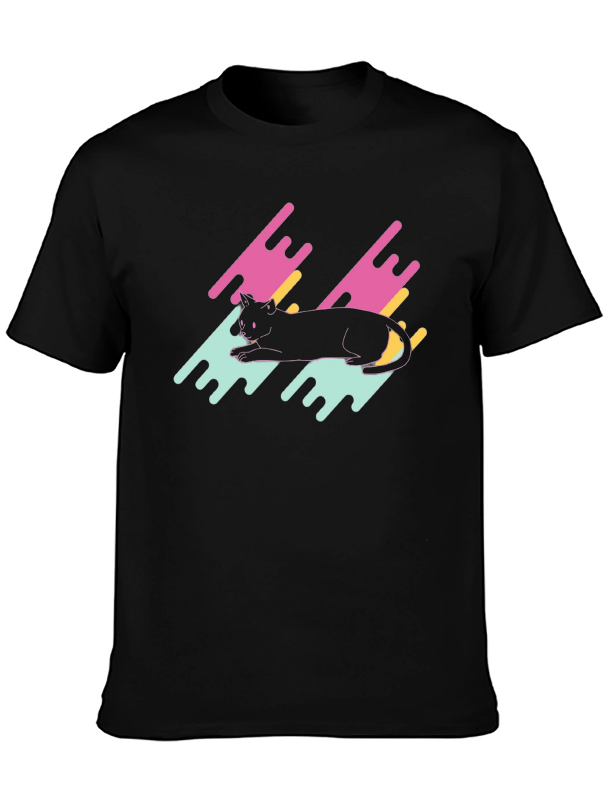 Retro Cat Graphic Tee - Black T-Shirt