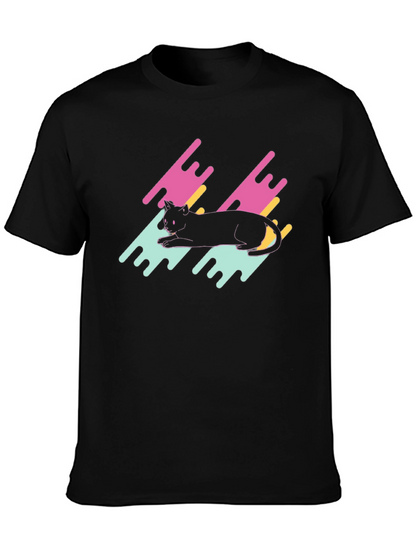 Retro Cat Graphic Tee - Black T-Shirt