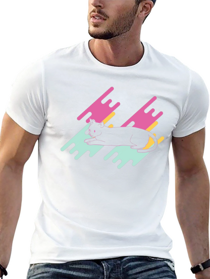 Retro Cat Graphic Tee - Black T-Shirt