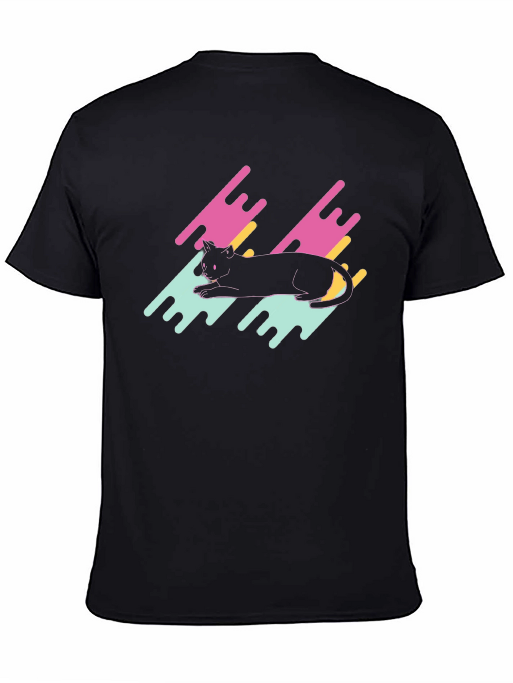Retro Cat Graphic Tee - Black T-Shirt