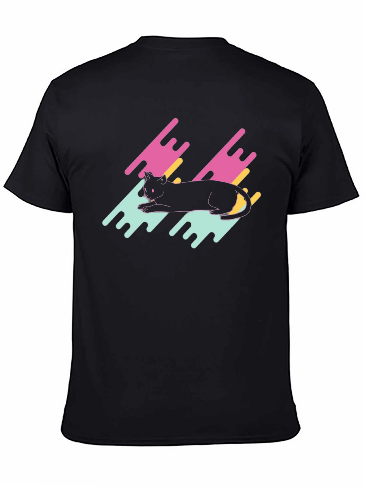 Retro Cat Graphic Tee - Black T-Shirt