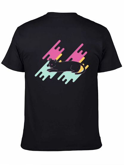 Retro Cat Graphic Tee - Black T-Shirt