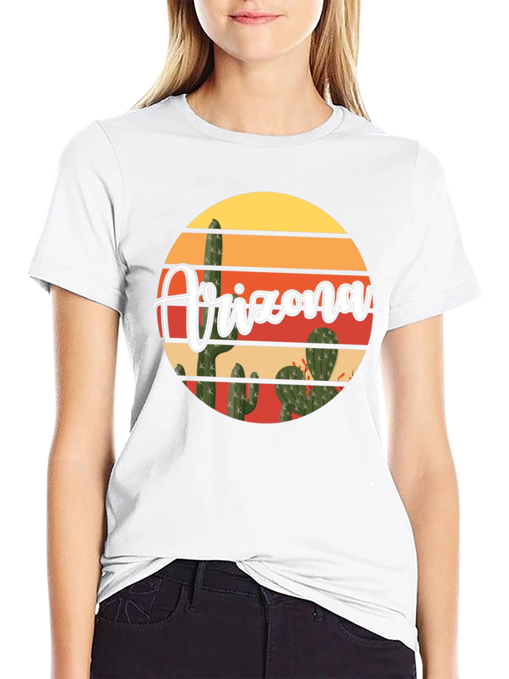 Arizona Cactus Graphic T-Shirt - Desert Sunset Design