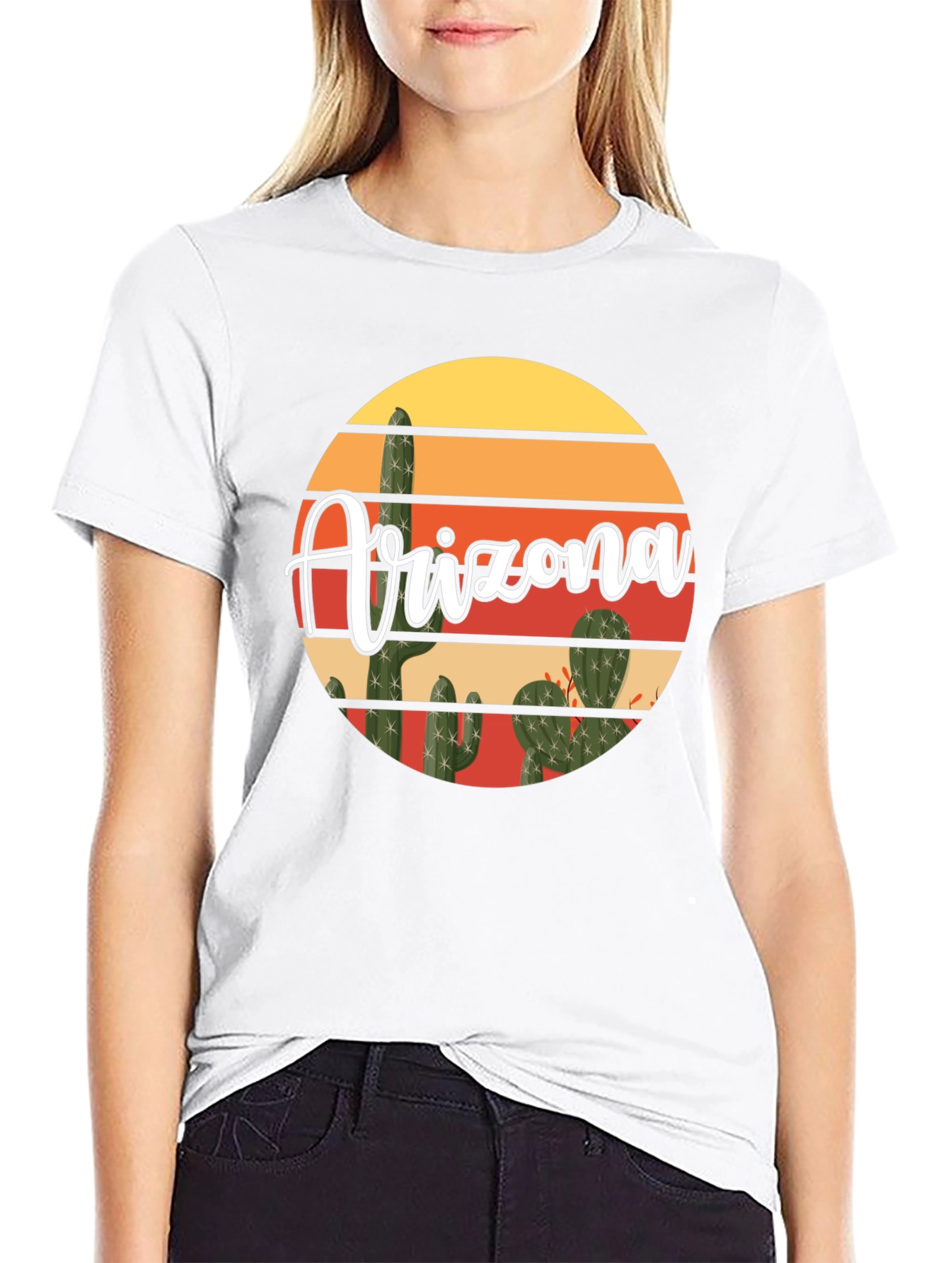 Arizona Cactus Graphic T-Shirt - Desert Sunset Design