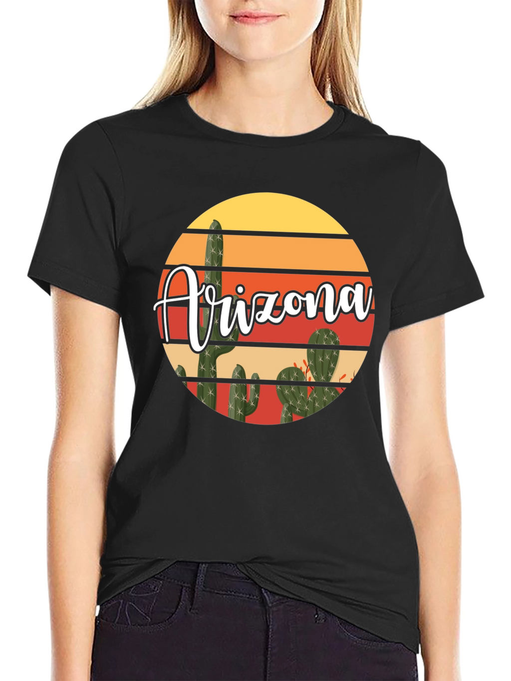 Arizona Cactus Graphic T-Shirt - Desert Sunset Design