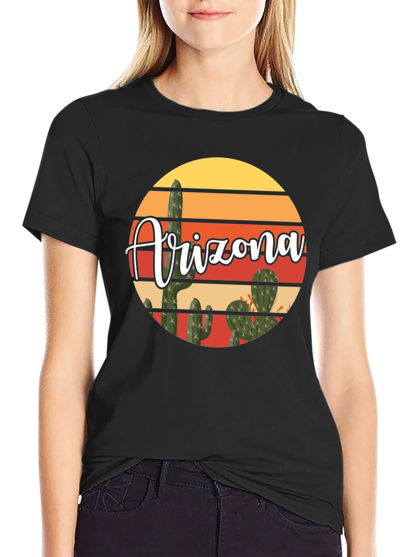 Arizona Cactus Graphic T-Shirt - Desert Sunset Design
