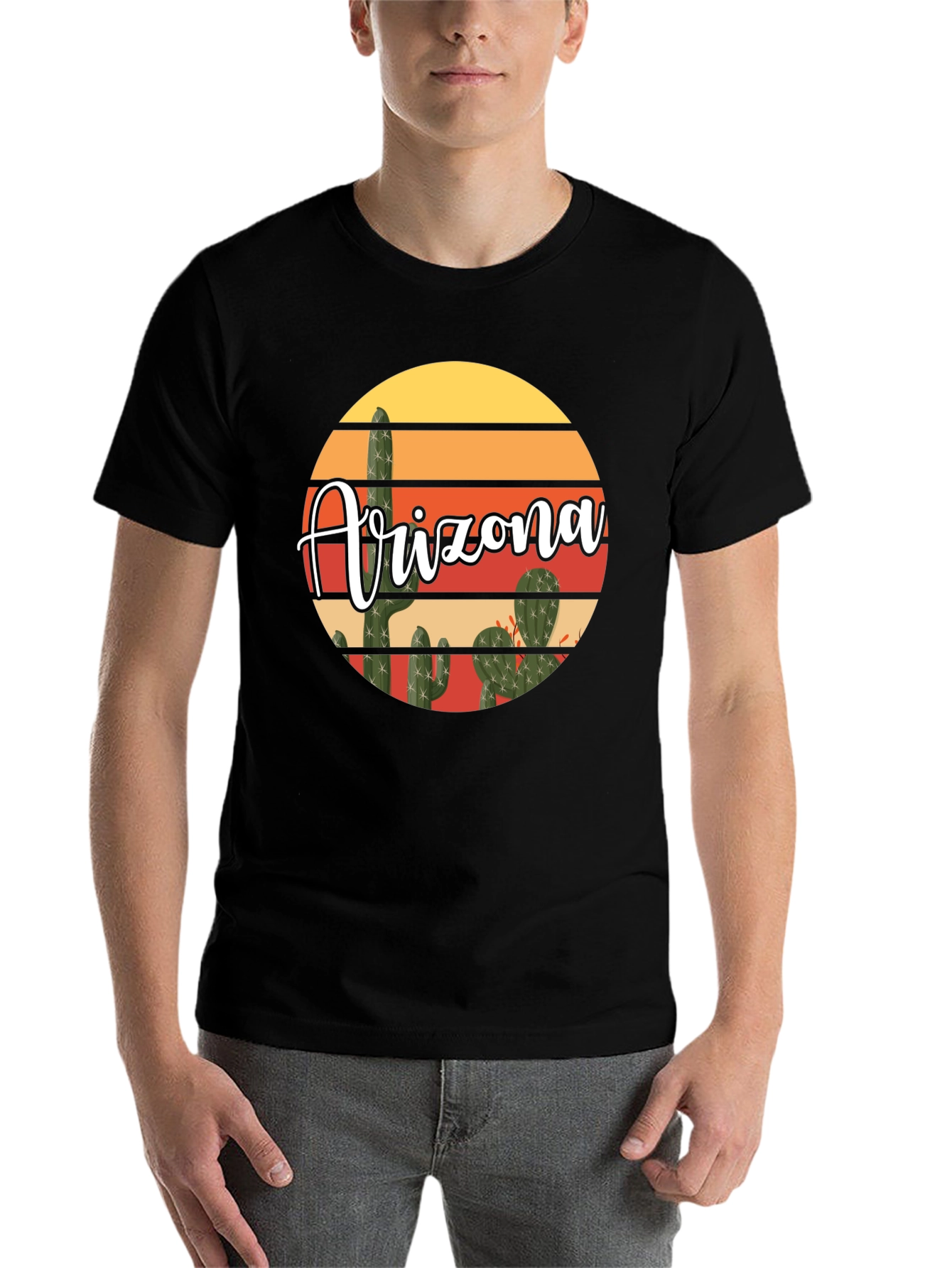 Arizona Cactus Graphic T-Shirt - Desert Sunset Design