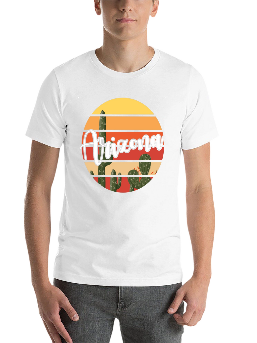 Arizona Cactus Graphic T-Shirt - Desert Sunset Design