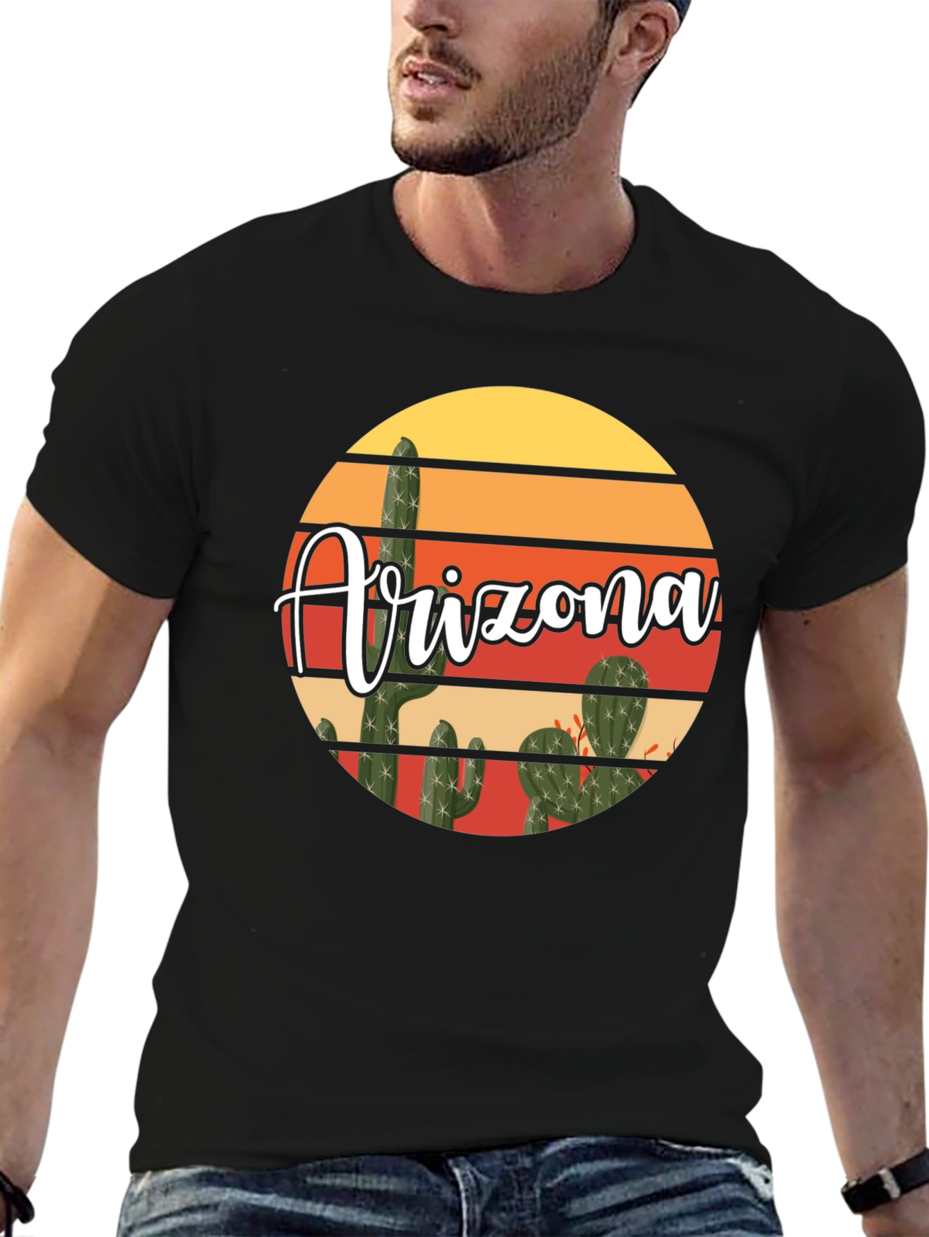 Arizona Cactus Graphic T-Shirt - Desert Sunset Design