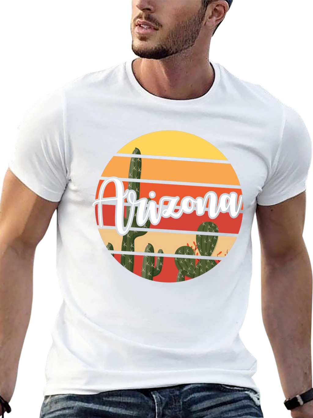 Arizona Cactus Graphic T-Shirt - Desert Sunset Design