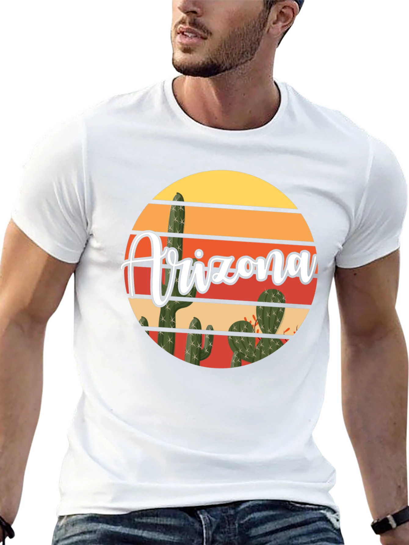Arizona Cactus Graphic T-Shirt - Desert Sunset Design