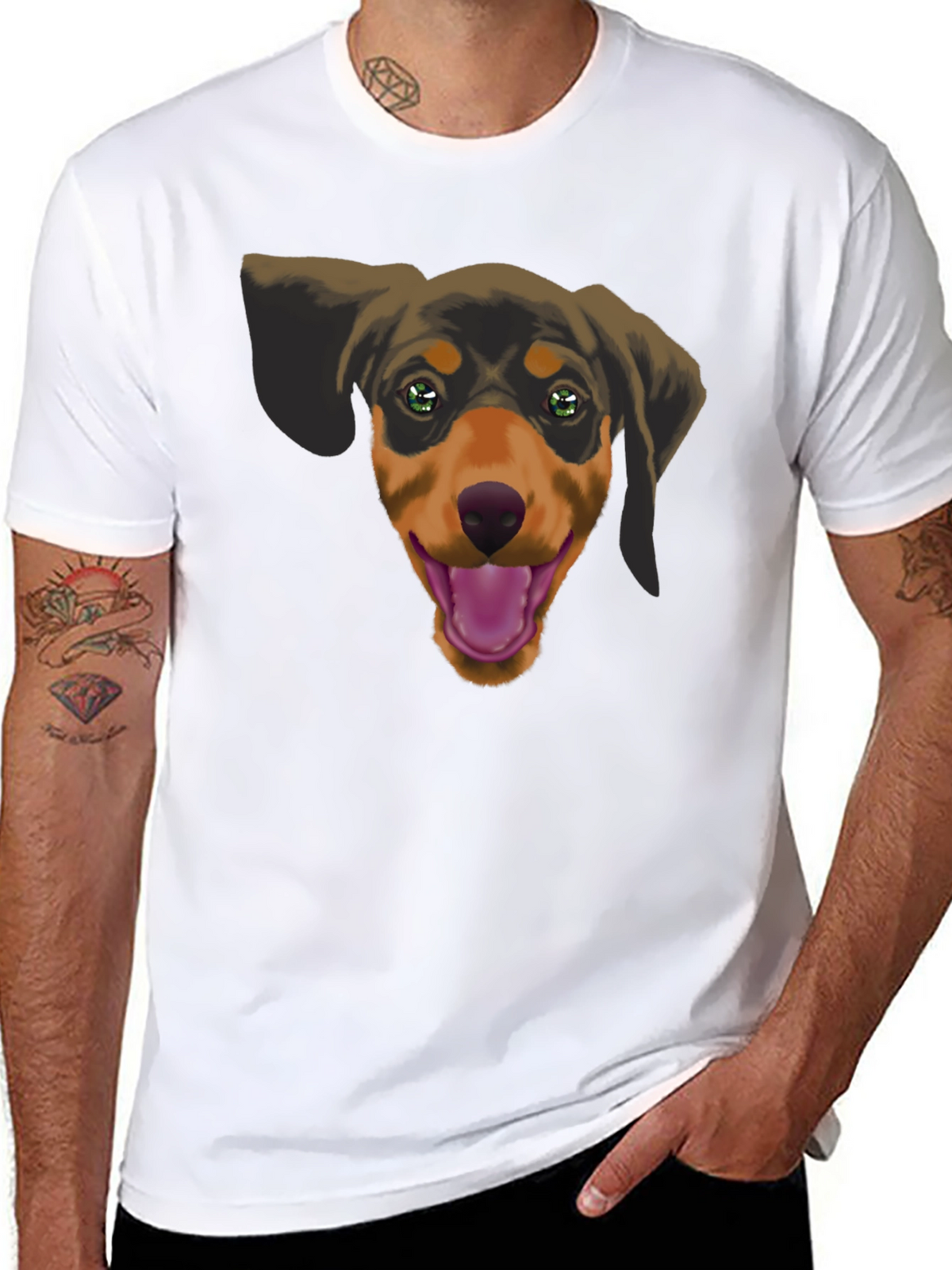 Dachshund Dog Graphic Tee - Black Cotton Casual Shirt