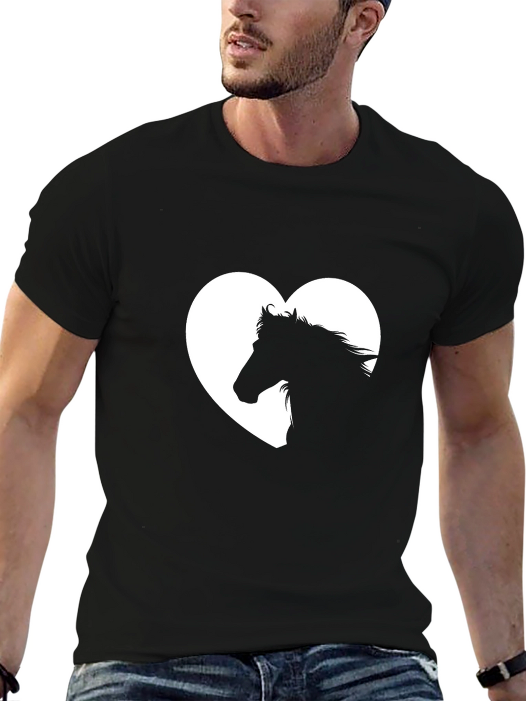 Horse Lover T-Shirt: Heart Silhouette Design