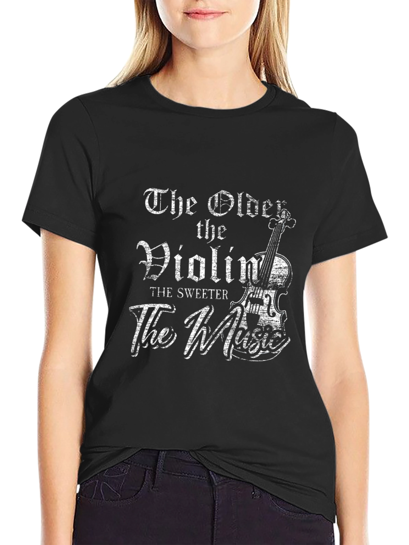 Vintage Violin Music Lover T-Shirt - Black