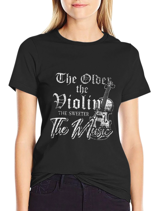 Vintage Violin Music Lover T-Shirt - Black