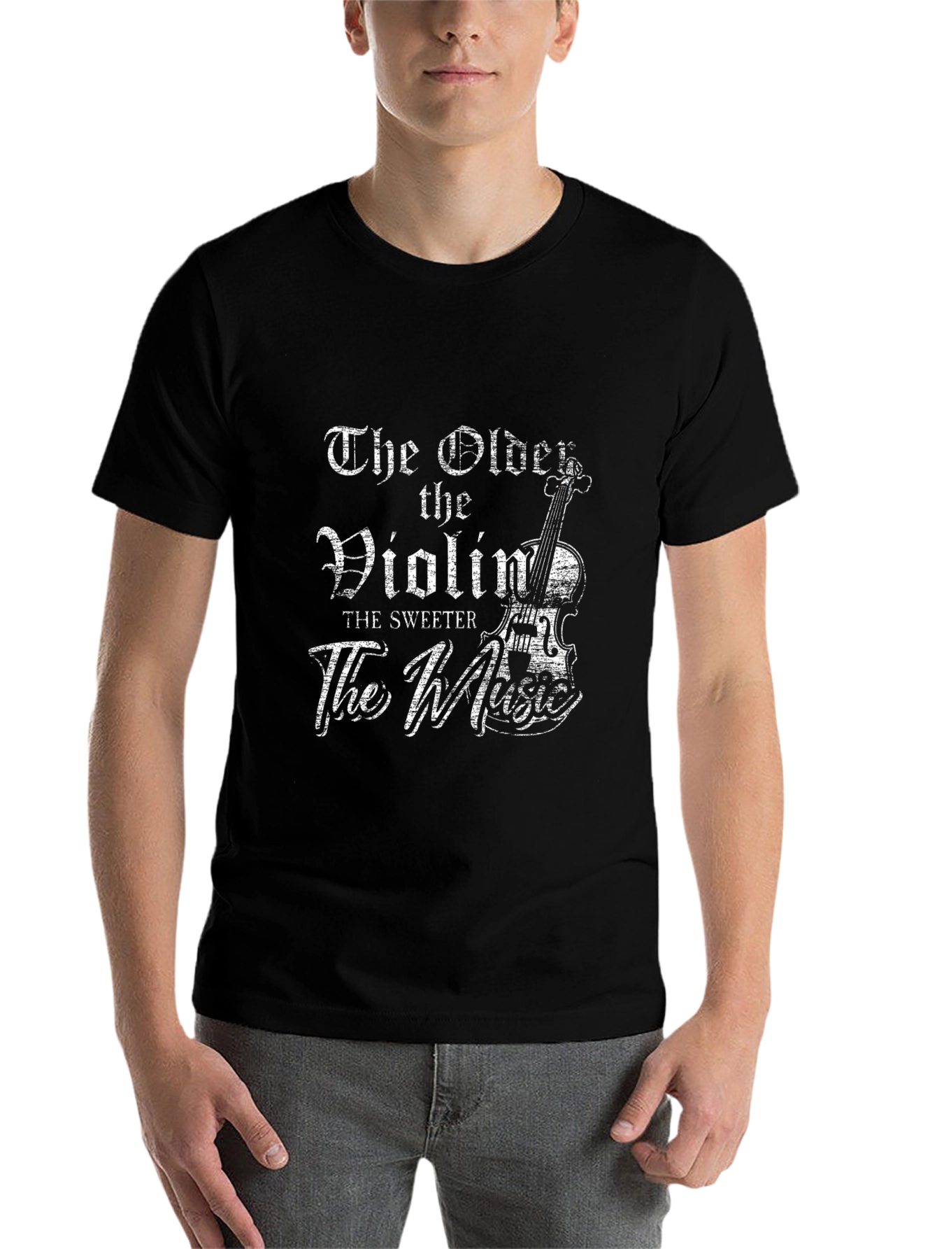 Vintage Violin Music Lover T-Shirt - Black