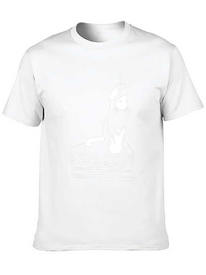 Cat on Cake Graphic Tee - Black T-Shirt