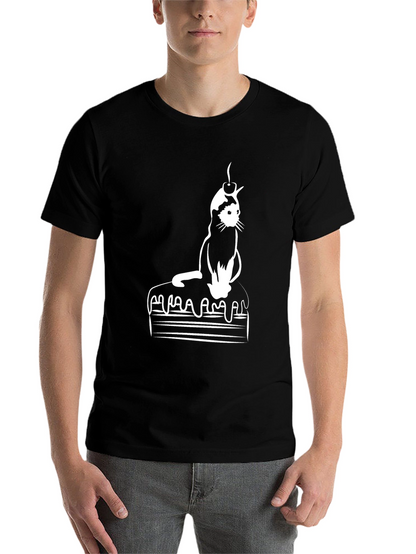 Cat on Cake Graphic Tee - Black T-Shirt