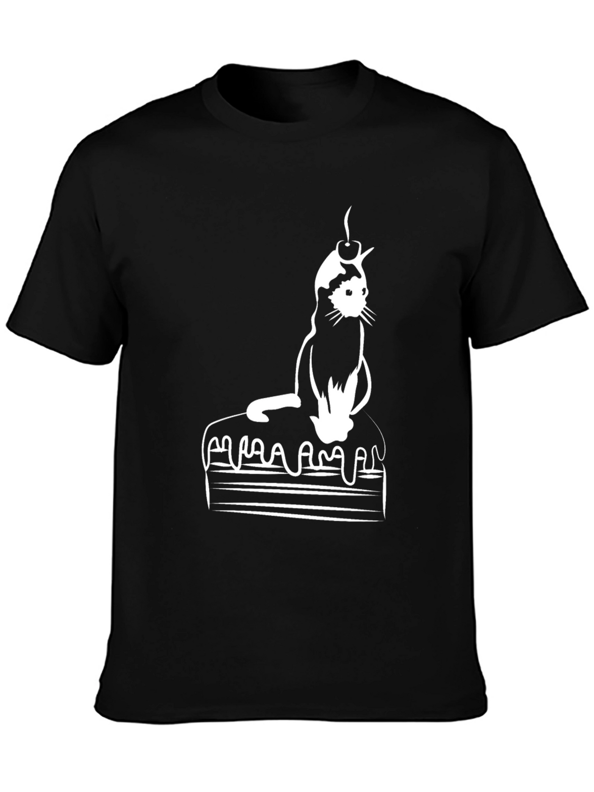 Cat on Cake Graphic Tee - Black T-Shirt