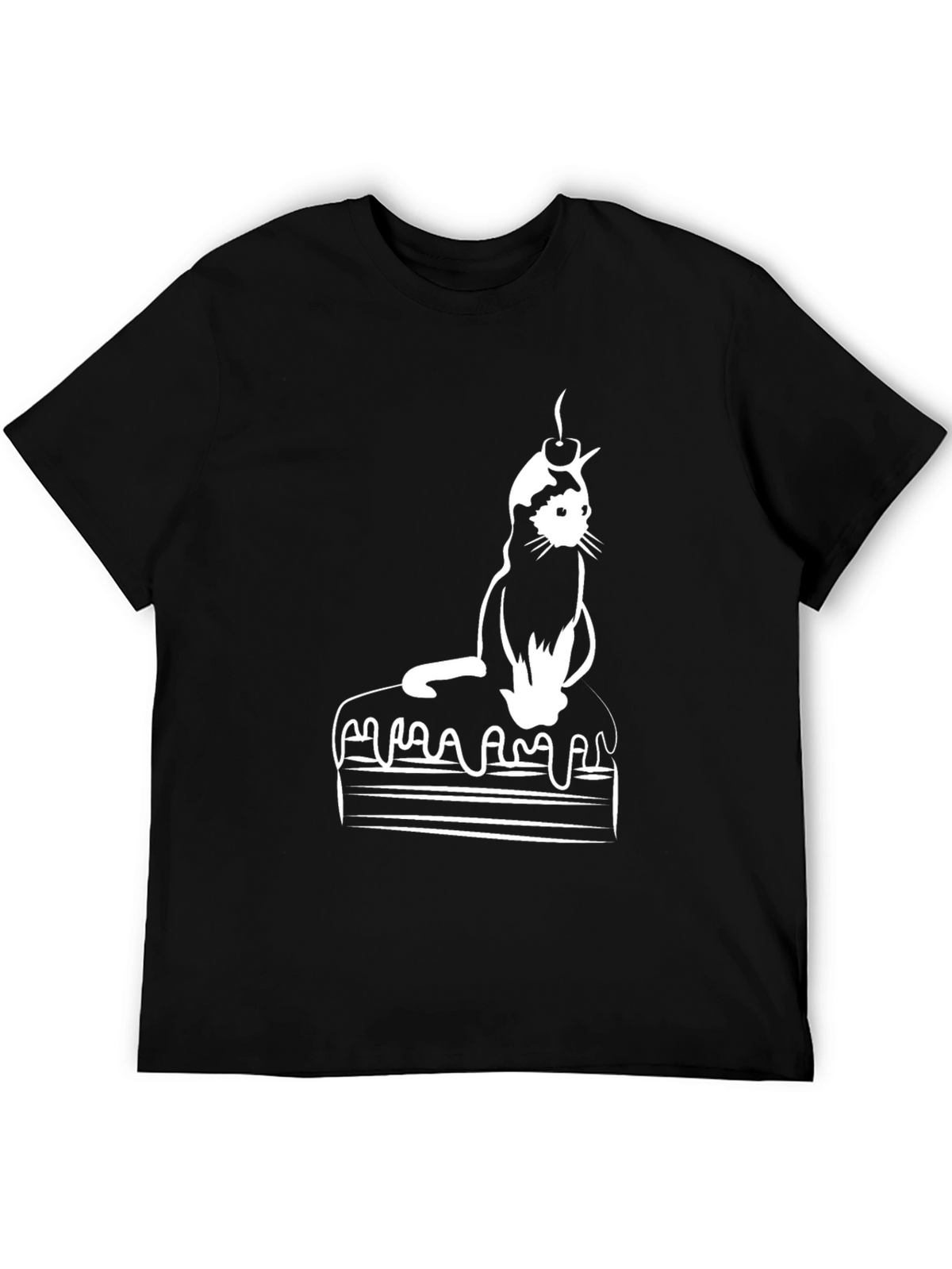 Cat on Cake Graphic Tee - Black T-Shirt