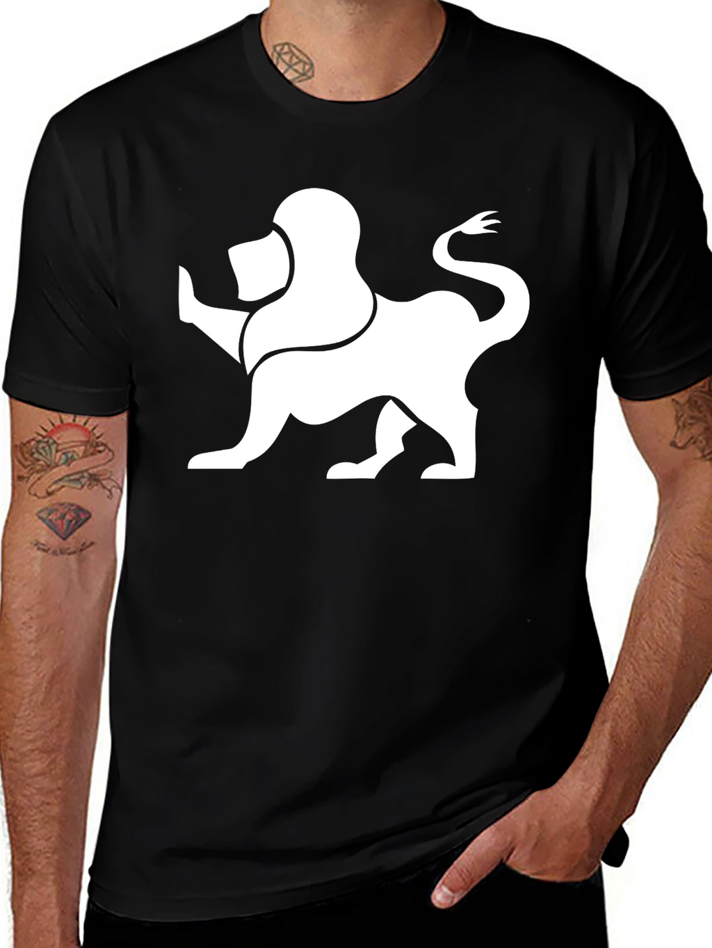 Lion Graphic Tee - Modern Black T-Shirt
