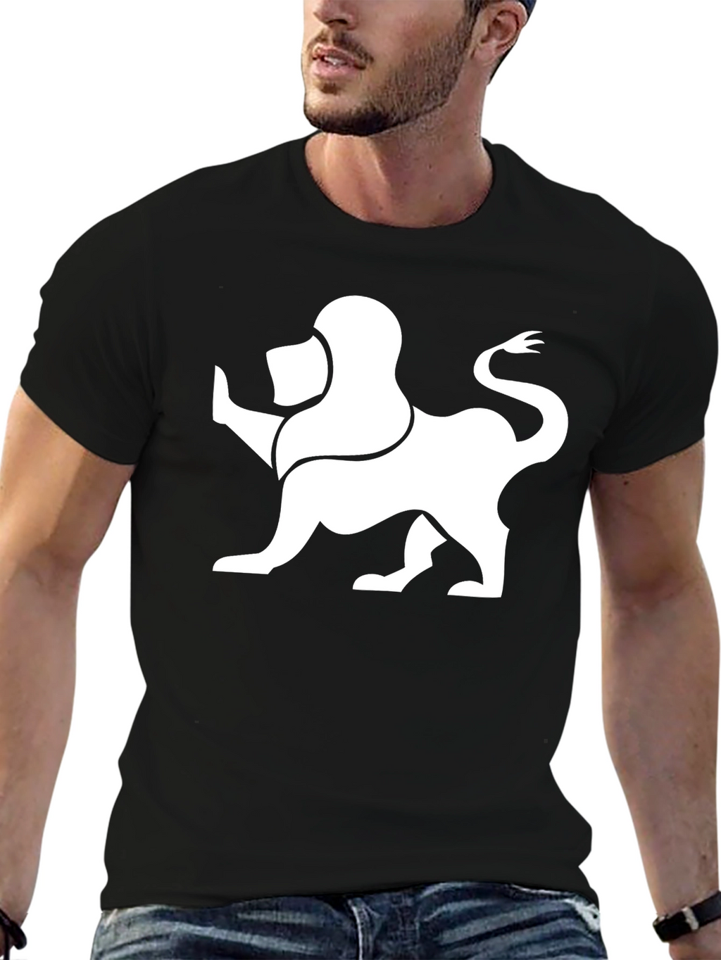 Lion Graphic Tee - Modern Black T-Shirt