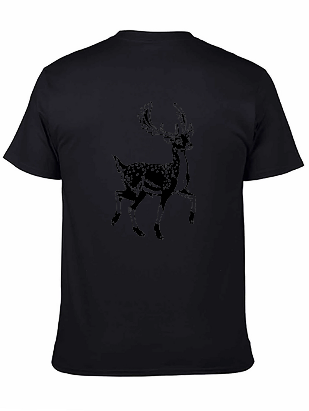 Mens Black T-Shirt with Deer Graphic