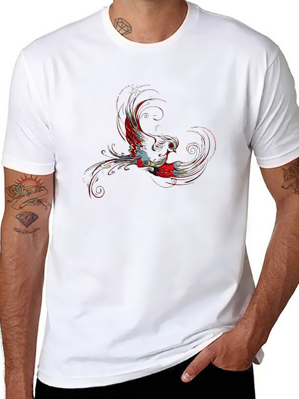 Phoenix Graphic Print Black T-Shirt