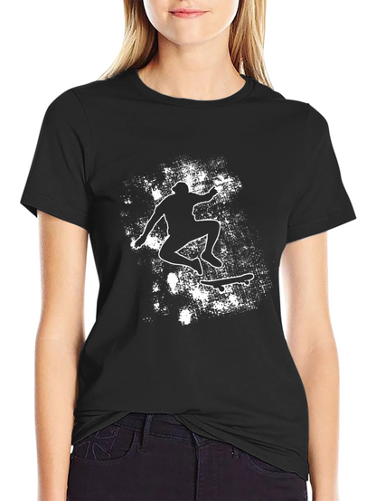 Skateboarding Silhouette Graphic Tee - Black