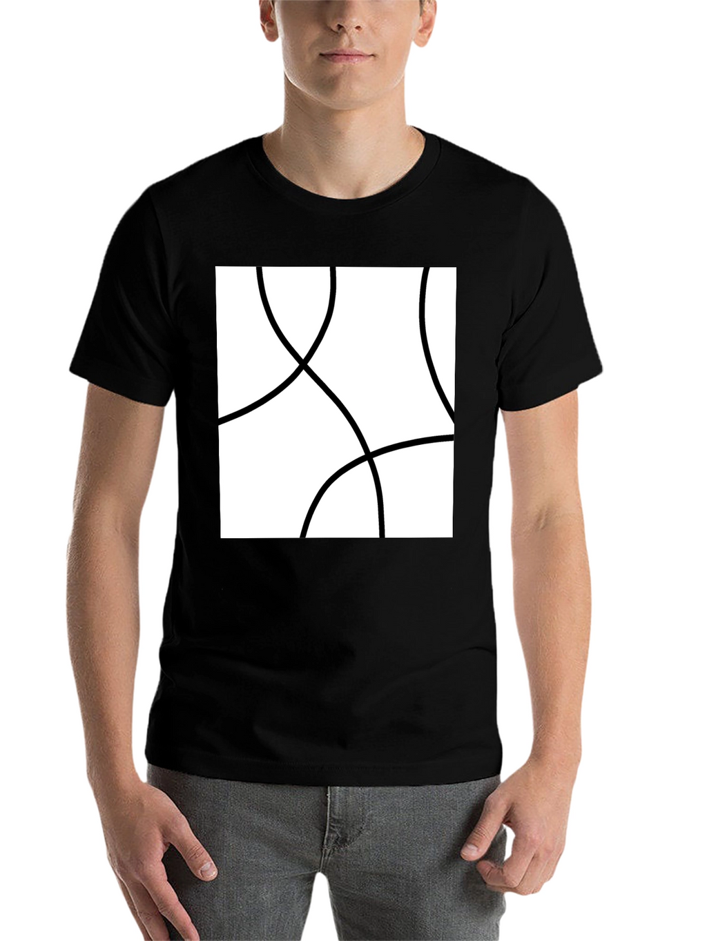 Abstract Circle Graphic Tee - Modern Black T-Shirt