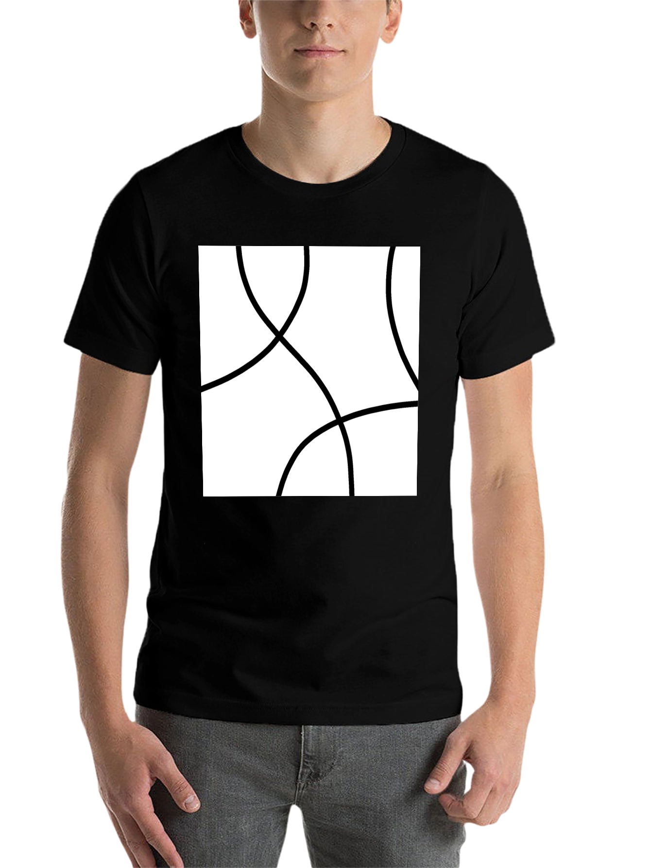 Abstract Circle Graphic Tee - Modern Black T-Shirt