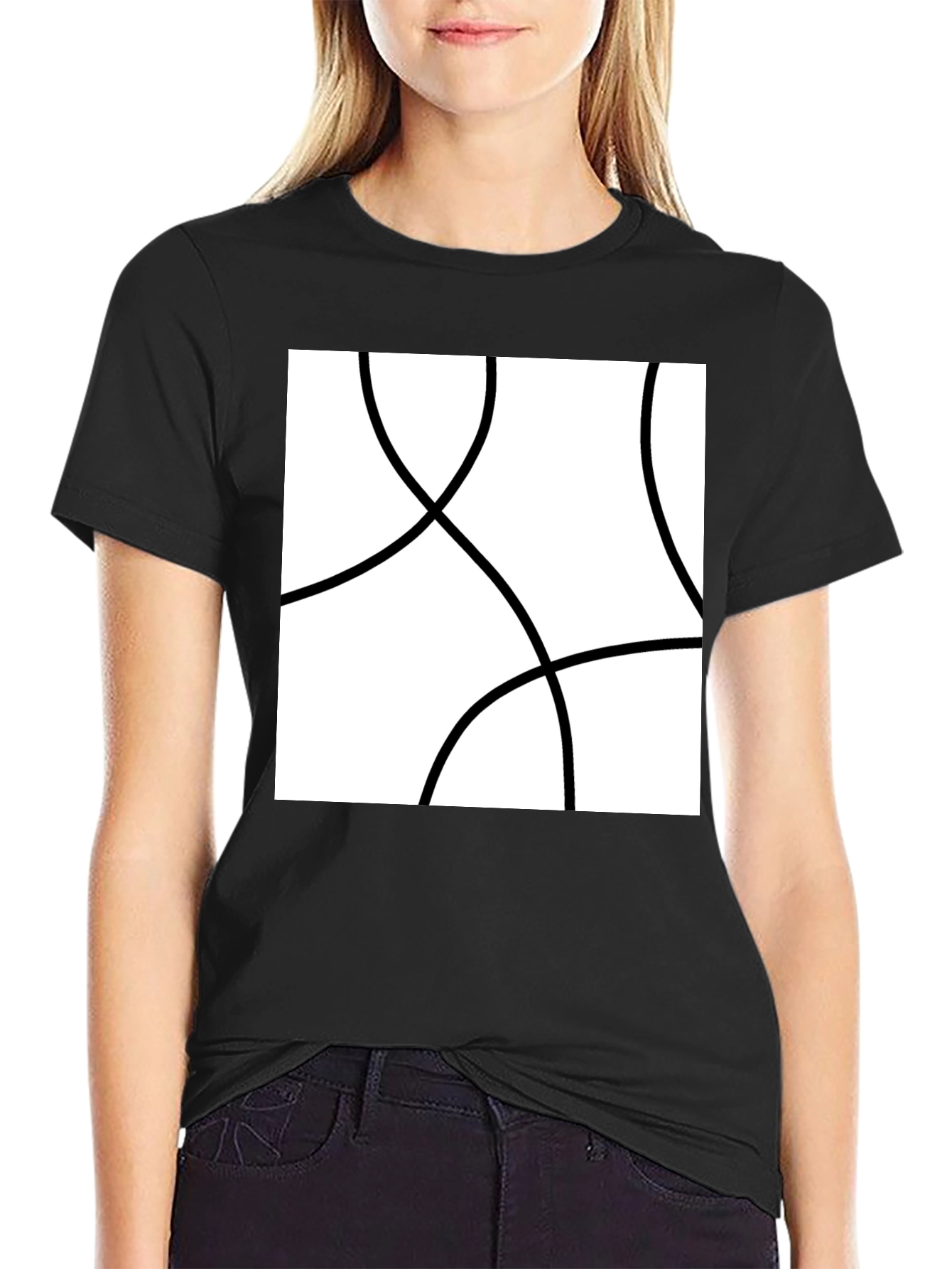 Abstract Circle Graphic Tee - Modern Black T-Shirt