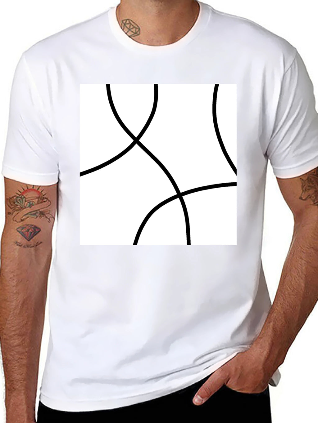 Abstract Circle Graphic Tee - Modern Black T-Shirt